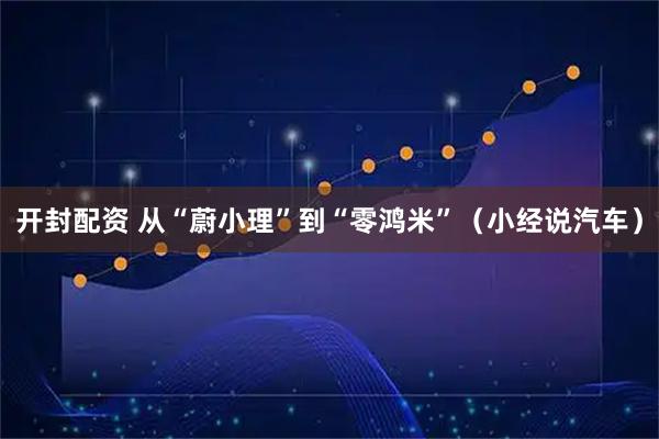 开封配资 从“蔚小理”到“零鸿米”（小经说汽车）