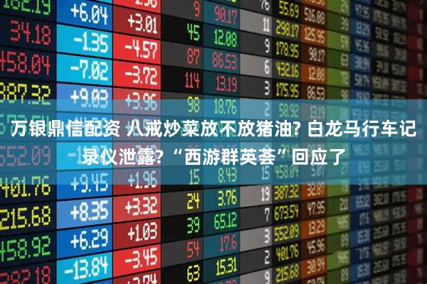 万银鼎信配资 八戒炒菜放不放猪油? 白龙马行车记录仪泄露? “西游群英荟”回应了